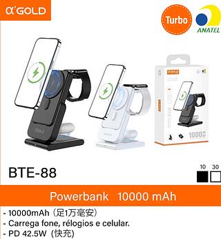 Carregador portátil com suporte carrega fone relógio celular 10.000MAH PD42.5W BTE88