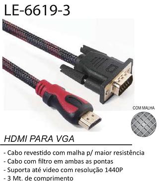 Cabo VGA \HDMI LE-6619 3M