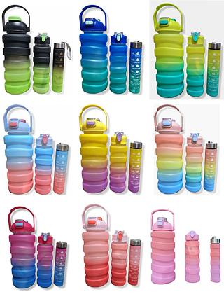 Kit com 3 garrafas com alça e adesivo com 48pcs