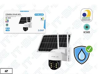 CÂMERA SOLAR WI-FI 3.0MP - Monitoramento: rotação 360° - Rastreador insteligente IA - Imagens e sons sicronizados - Comunicação bidirecional SCB52