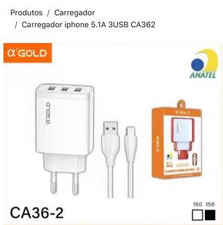 Carregador iphone 5.1A 3USB CA362 Com 150pcs