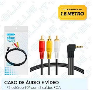 CABO DE ÁUDIO E VÍDEO - P3 estéreo 90° com 3 saídas RCA 1.8M LE1002