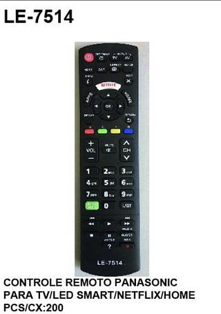 CONTROLE REMOTO PANASONIC PARA TILED SMART/NETFLIX/HOME LE-7514