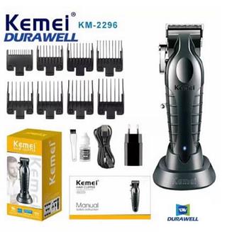 MÁQUINA DE CORTAR CABELO REGARREGAVEL COM BASE DE CARREGAMENTO KM2296 KEMEI