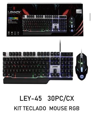 KIT TECLADO COM MOUSE COM FIO RGB LEY45