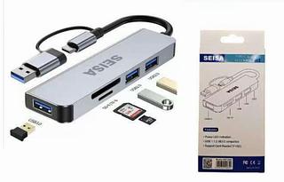 Hub Dock 5 Em 2 Usb-c E Usb-a Tomate Tf Sd 3.0 Alta Velocida Prateado