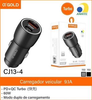 Fonte de carro 60W PD➕QC turbo CJ134