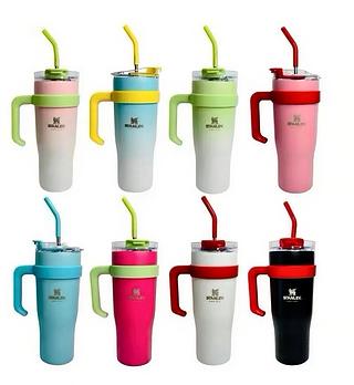 Copo térmico aço inox 1250ml com tampa e canudo com 36pcs