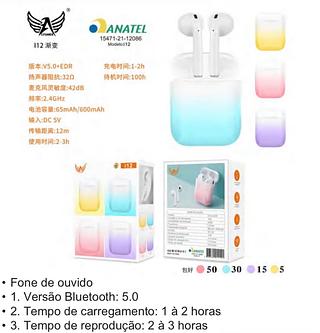 Fone sem fio Bluetooth i12colorido