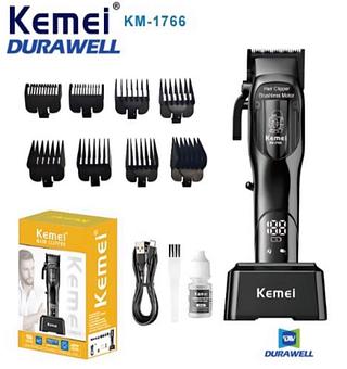 MÁQUINA DE CORTAR CABELO REGARREGAVEL COM BASE DE CARREGAMENTO KM1766 KEMEI