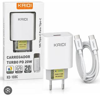 Carregador tipo c 3A 20W Cabo tipo c/tipo c Kaidi KD-108C
