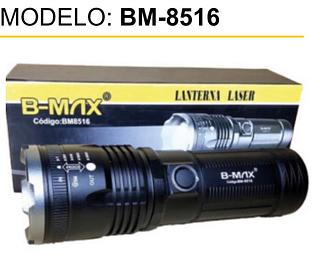 Lanterna Sabre de Luz • LED laser branco • Recarregável com cabo USB • 5 modos de funcionamentos, com zoom * Alcança mais de 2000m BM8516