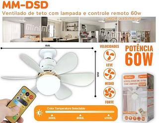 Ventilado de teto com lampada e controle remoto 60w MMDSD