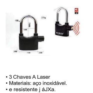 Cadeado C/ Alarme Sonoro 3 Chaves A Laser