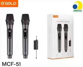 Microfone sem fio com 2microfone - Bateria recarregavel - Led display - Ampla captação de sinal MCF51