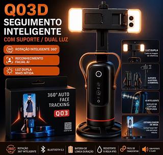 Tripé com sensor de movimento, rotação de 360° Rastreamento Facial, modelo C/led Q03D