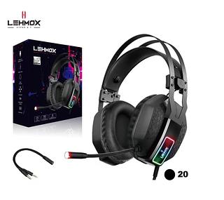 Fone Headset Gamer Lehmox Com Led E Microfone Cor Da Luz Rgb Cor Preto LEY2306