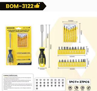 CONJUNTO DE CHAVES DE FENDA E PHILLIPS 27PCS BOM3122