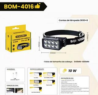 LANTERNA DE CABEÇA 8 LEDS BOM4016