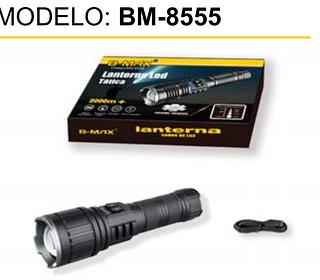 Lanterna Led • Iluminação bicolor • Alcance 2000m+ • Led Brilho e Led Quente • com cabo para carregamento BM8555