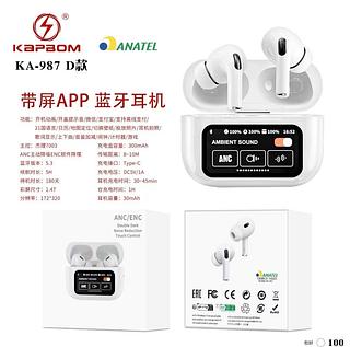 Fone sem fio Bluetooth com borrachinha Com digital KA987D