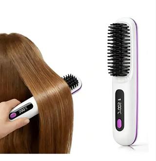 Escova Modeladora Pente Alisadora Cabelo Elétrica Portátil Temp Ajustável, Seca Alisa Modela Bivolt