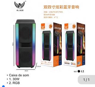 Caixa de som Bluetooth USB cartão memória com RGB AL3638 Com 12pcs