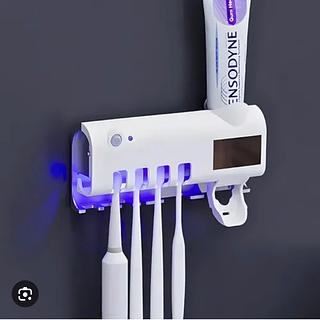 Suporte Escova De Dente Esterilizador Dipenser Pasta Luz Uv