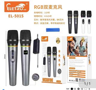 Microfone sem fio com 2 microfone com RGB EL-5015 Caixa fechado com 30pcs