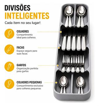 Organizador de Talheres - Tamanho: 36,5*11,3*5,5cm - Resistente - Material: PP BP15105
