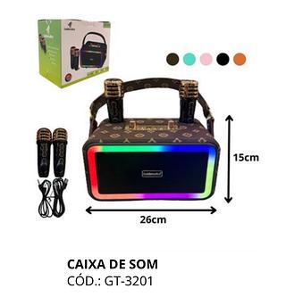 Caixa de som com 2micofone com RGB GT3201