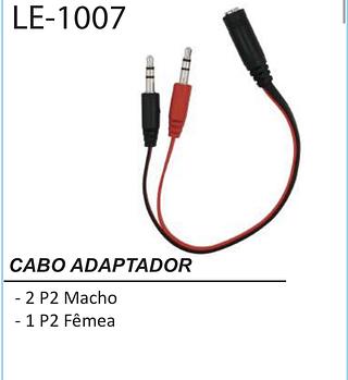 Adaptador 2 p2 macho 1 p2 fêmea LE-1007
