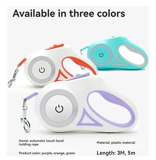 Coleira Retrátil Para Animais De Estimação Com Luz Led 5M