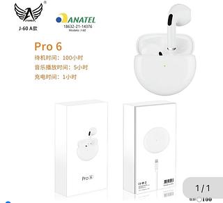 Fone sem fio Bluetooth sem borrachinha Caixa fechado com 100pcs pro 6