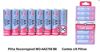 Pilha Recarregável MO-AA2700 B8 Cartela c/8 Pilhas