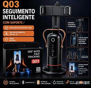 Tripé com sensor de movimento, rotação de 360° Rastreamento Facial, modelo S/led Q03