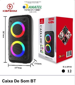 Caixa de som bluetooth com led, USB, entrada catão memória e cabo auxiliar, come entrada microfone KA8910