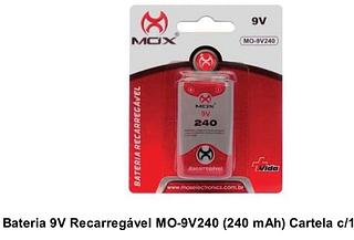 Bateria 9v regarregavel mox