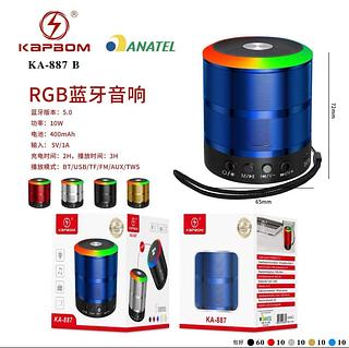 Caixa de som Bluetooth USB cartão memória com RGB KA887B