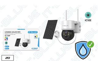 CÂMERA SOLAR WI-FI Monitoramento horizontal: 360° - Monitoramento vertical: 90° Detecção de forma humana e visão noturna Comunicação bidirecional - Microfone à prova d'água - 4.0MP - Cartão de memória: até 128Gb - Captação de energia: 7200Ah SCB49