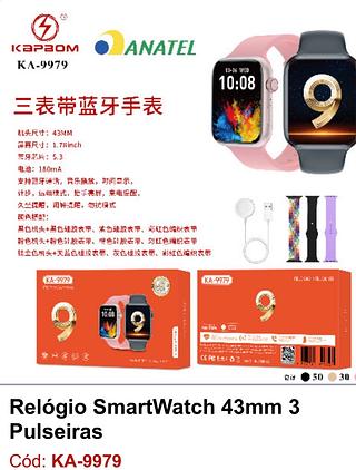 Relógio smartwatch 43MM 3pulseiras KA9979