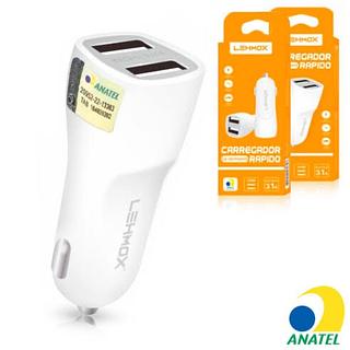 Carregador veicular 2 entrada USB LE-507funte