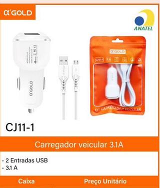 Carregador veicular V8 3.1 2USB
