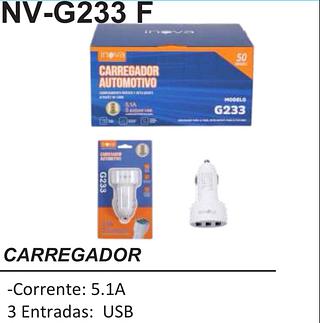 Fonte carregador automotivo com 3 USB 5.1A G233